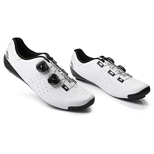 HAOLIN - Zapatillas de ciclismo termomoldeables por calor de carbono 3k para bicicleta de carretera, color blanco - 37,5