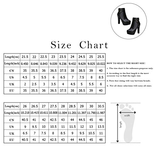 Happyyami Botas de Tobillo de Moda Mujer Plataforma Tobillo Corto Invierno Bloque Alto 12Cm Tacón Cuadrado Bota con Cremallera Zapatos Eclair Invierno Cálido Botín Sexy Tacones Gruesos