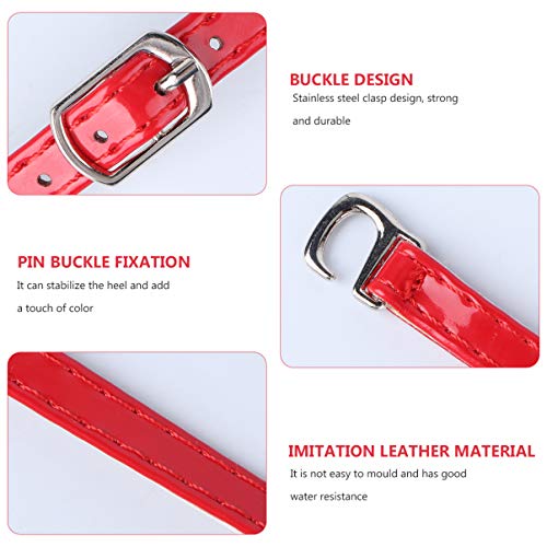 Happyyami Correa de Zapato de Cuero de Pu Desmontable para Mujer con Hebilla Antideslizante Tacones Altos Cordones de Zapatos Cruzados Accesorios de Reemplazo de Cordón de Tobillo Rojo