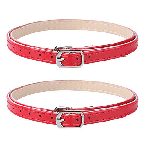 Happyyami Correa de Zapato de Cuero de Pu Desmontable para Mujer con Hebilla Antideslizante Tacones Altos Cordones de Zapatos Cruzados Accesorios de Reemplazo de Cordón de Tobillo Rojo