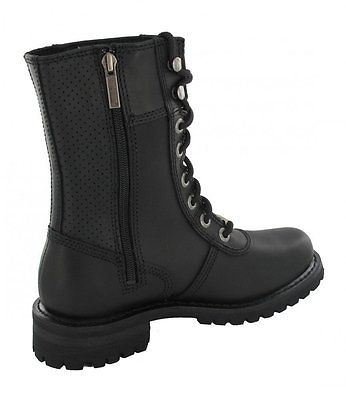 Harley Davidson Matisa Mujer Negro 10" Lace Up Boot Cuero Zip Biker 40
