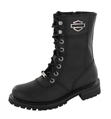 Harley Davidson Matisa Mujer Negro 10" Lace Up Boot Cuero Zip Biker 40