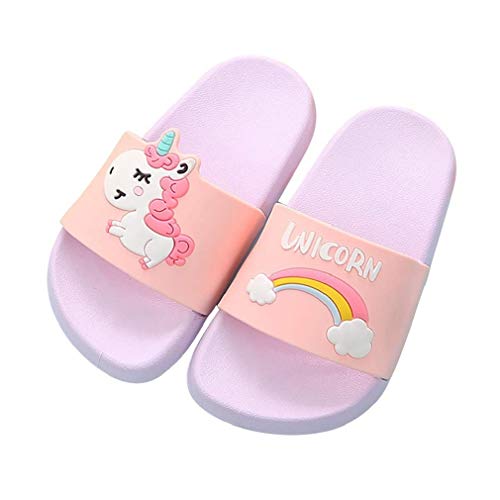 HausFine Zapatos de Ducha, Playa y Piscina Sandalias de Baño Antideslizantes Sandalias de Unicornio para niños y niñas (30.5 EU, Púrpura)