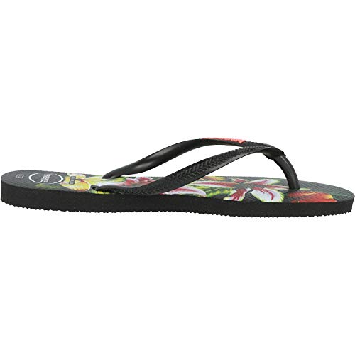 Havaianas Slim Floral, Chanclas para Mujer, Multicolor (Black/Black 1069), 39/40 EU