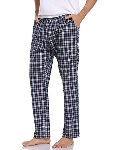 Hawiton Pantalones de Pijama Hombre Algodón Largo Pantalones de Dormir Hombre Invierno de Cuadros Pantalón Pijama de Estar por Casa