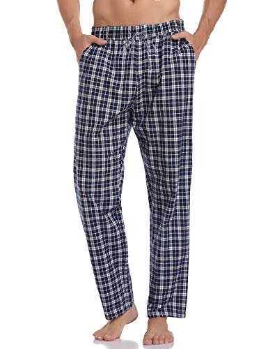 Hawiton Pantalones de Pijama Hombre Algodón Largo Pantalones de Dormir Hombre Invierno de Cuadros Pantalón Pijama de Estar por Casa