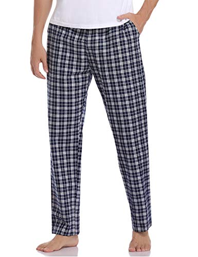 Hawiton Pantalones de Pijama Hombre Algodón Largo Pantalones de Dormir Hombre Invierno de Cuadros Pantalón Pijama de Estar por Casa
