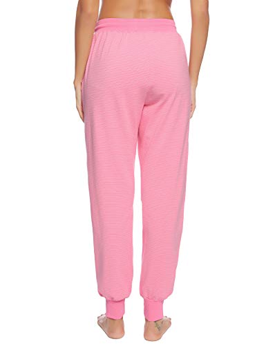 Hawiton Pantalones de Pijama Mujer Algodón Largo Pantalón Pijama de Estar por Casa Pantalones de Dormir Mujer Invierno de Rayas