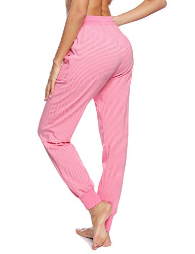 Hawiton Pantalones de Pijama Mujer Algodón Largo Pantalón Pijama de Estar por Casa Pantalones de Dormir Mujer Invierno de Rayas