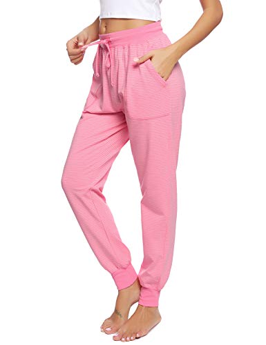Hawiton Pantalones de Pijama Mujer Algodón Largo Pantalón Pijama de Estar por Casa Pantalones de Dormir Mujer Invierno de Rayas