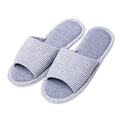 Hawiton Zapatillas de casa para Mujer, Cómodo Abiertas Zapatos de Lino de no Tejido, Antideslizantes Pantuflas de Suela de Goma, Slipper Mujer Ligero