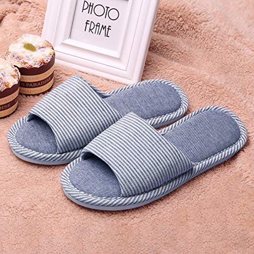 Hawiton Zapatillas de casa para Mujer, Cómodo Abiertas Zapatos de Lino de no Tejido, Antideslizantes Pantuflas de Suela de Goma, Slipper Mujer Ligero