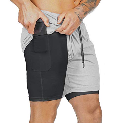 heekpek Pantalones Cortos Hombre Sport Verano Shorts Deportivos Transpirables de Doble Capa con Bolsillos Pantalon Corto Hombre Deporte
