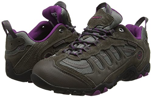 Hi-Tec Penrith Low Waterproof, Zapatillas de Senderismo Mujer, Gris (Charcoal/purple), 37 EU (4 UK)