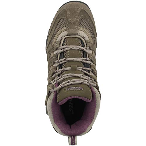Hi-Tec Quadra Mid WP Womens, Botas de Senderismo para Mujer, Beige (Taupe/Plum 41), 37 EU