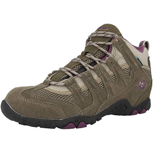 Hi-Tec Quadra Mid WP Womens, Botas de Senderismo para Mujer, Beige (Taupe/Plum 41), 37 EU