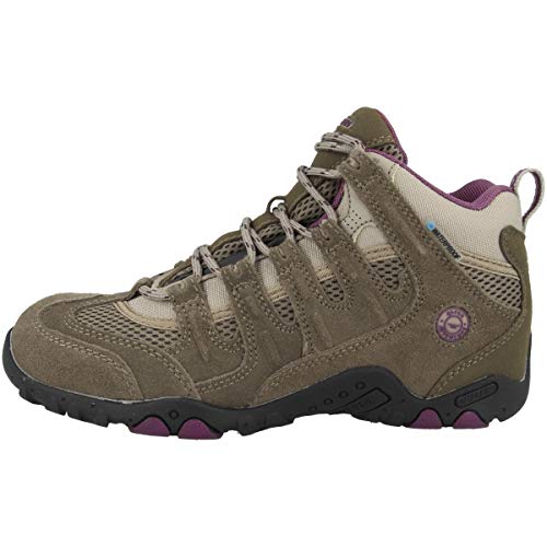 Hi-Tec Quadra Mid WP Womens, Botas de Senderismo para Mujer, Beige (Taupe/Plum 41), 37 EU