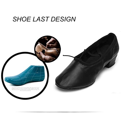 HIPPOSEUS Zapatos de Baile para Mujer con Dedos Cerrados Zapatos de práctica de Entrenamiento para Maestros de Baile Tacón bajo,ES101-LT,Negro Color,EU 38