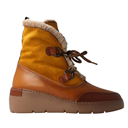 HISPANITAS HI99425 - Botin Piel/Ante Cuero/Mostaza para Mujer Color: Cuero Talla: 37