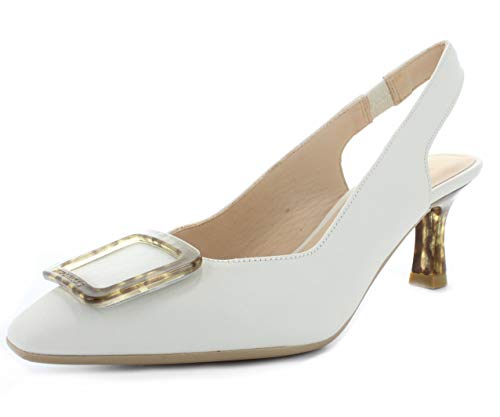 HISPANITAS YHV09928, Zapatos de tacón, para Mujer, Puntera Cerrada, Color Blanco Roto - Cuero Talla: 40