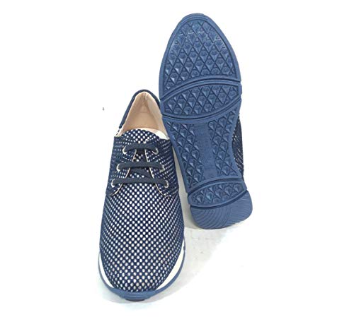 Hispanitas_ Deportivas de Piel en Color Jeans para Mujer (Numeric_40)