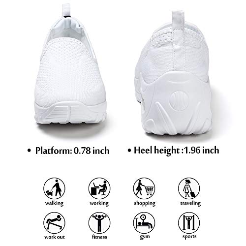 HKR Zapatillas deportivas cómodas para mujer, zapatillas de deporte, zapatillas de correr, zapatillas ligeras, color Blanco, talla 40 EU