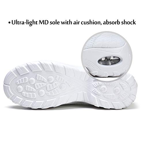 HKR Zapatillas deportivas cómodas para mujer, zapatillas de deporte, zapatillas de correr, zapatillas ligeras, color Blanco, talla 40 EU