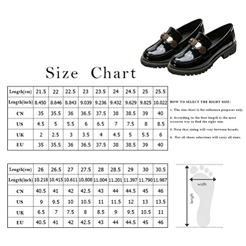 Holibanna Mocasín de Mujer Centavo Estilo Británico Zapato Casual Plano de Charol Deslizamiento en Zapatos de para Mujer Dama Negro Talla 39 24. 5 Cm de Longitud 7. 5Us 5Uk 38. 5Eu 9. 6285