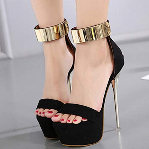 Holibanna Sandalias Sexy para Mujer Zapatos de Tacón de Aguja de Tacón Súper Alto Punta Redonda Zapatos de Plataforma de Tacón de 16 Cm