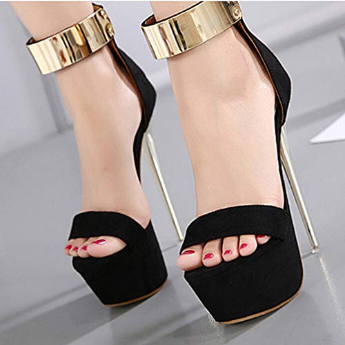 Holibanna Sandalias Sexy para Mujer Zapatos de Tacón de Aguja de Tacón Súper Alto Punta Redonda Zapatos de Plataforma de Tacón de 16 Cm