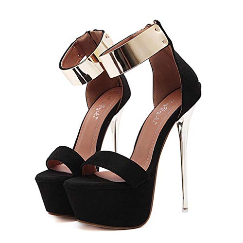 Holibanna Sandalias Sexy para Mujer Zapatos de Tacón de Aguja de Tacón Súper Alto Punta Redonda Zapatos de Plataforma de Tacón de 16 Cm