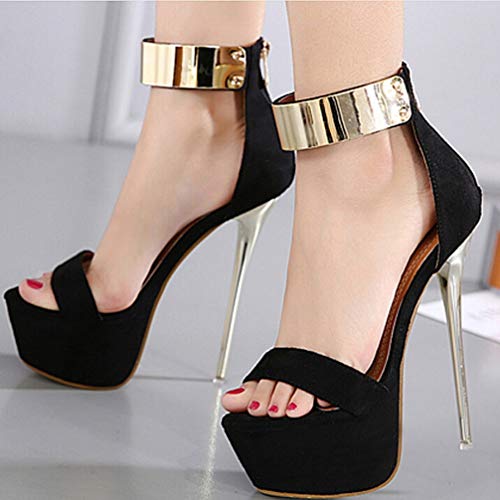 Holibanna Sandalias Sexy para Mujer Zapatos de Tacón de Aguja de Tacón Súper Alto Punta Redonda Zapatos de Plataforma de Tacón de 16 Cm