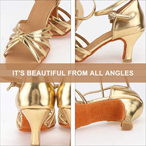 Holibanna Zapatos de Baile Latino para Mujer Zapatos de Baile de Satén Zapatos de Baile de Salsa Sandalias de Tacón Alto de Satén