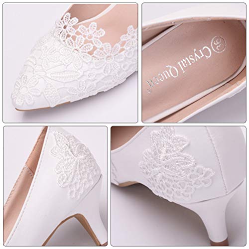 Holibanna Zapatos de Fiesta de Noche de Boda Nupcial Zapatos de Tacón Bajo de Estilete para Mujer Zapatos Elegantes de Vestir de 5 Cm