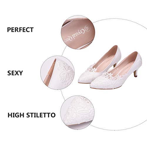 Holibanna Zapatos de Fiesta de Noche de Boda Nupcial Zapatos de Tacón Bajo de Estilete para Mujer Zapatos Elegantes de Vestir de 5 Cm