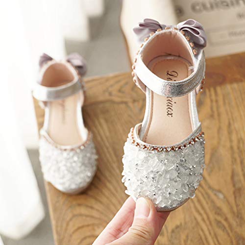 Holibanna Zapatos de Mary Jane para Niñas Sandalias de Princesa Bailarina de Diamantes de Imitación Zapatos de Niña de Las Flores de Brillo Plano para Niños Niñas Vestido de Fiesta Boda
