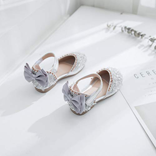 Holibanna Zapatos de Mary Jane para Niñas Sandalias de Princesa Bailarina de Diamantes de Imitación Zapatos de Niña de Las Flores de Brillo Plano para Niños Niñas Vestido de Fiesta Boda