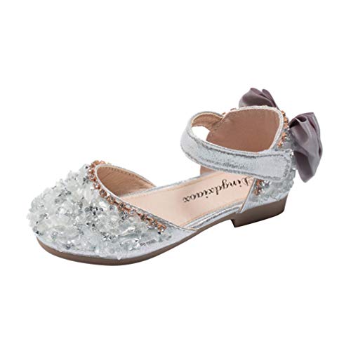 Holibanna Zapatos de Mary Jane para Niñas Sandalias de Princesa Bailarina de Diamantes de Imitación Zapatos de Niña de Las Flores de Brillo Plano para Niños Niñas Vestido de Fiesta Boda