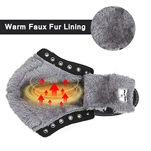 Hombre Botas Botines Zapatos Invierno Botas de Nieve Cálido Fur Forro Aire Libre Boots Urbano Senderismo Esquiar Caminando Negro 43 EU