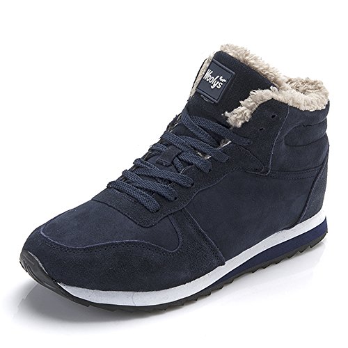 Hombre Mujer Botas de Nieve Invoerno Tobillo Piel Al Aire Libre Zapatillas Altas Negro Azul 35-46 Azul 37
