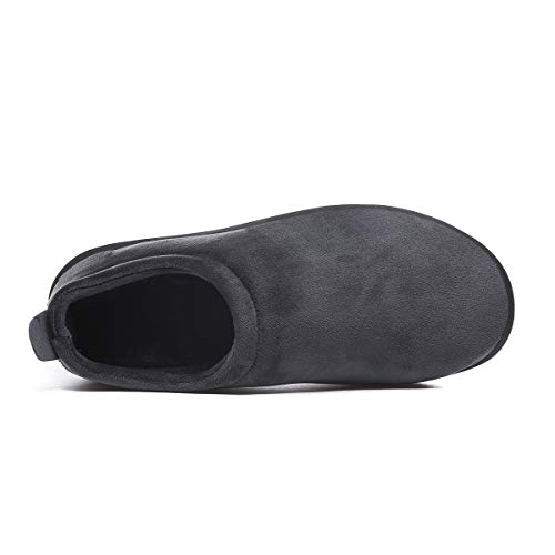Hombre Mujer Pantuflas de Invierno Unisexo Zapatillas de Estar Cerradas Calienta Pantuflas Zapatos de Pareja Zapatos de Leopardo,Gris,42 EU