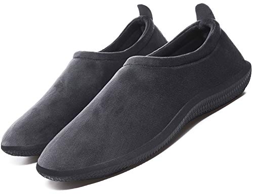 Hombre Mujer Pantuflas de Invierno Unisexo Zapatillas de Estar Cerradas Calienta Pantuflas Zapatos de Pareja Zapatos de Leopardo,Gris,42 EU