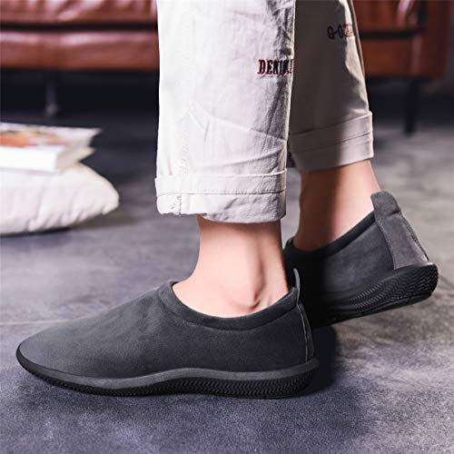 Hombre Mujer Pantuflas de Invierno Unisexo Zapatillas de Estar Cerradas Calienta Pantuflas Zapatos de Pareja Zapatos de Leopardo,Gris,42 EU