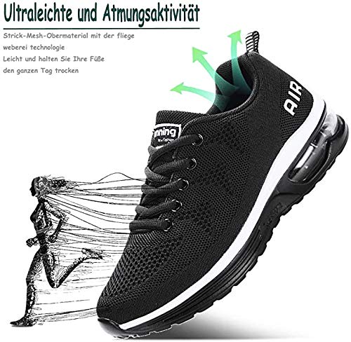 Hombre Mujer Zapatillas de Deportes Zapatos Deportivos Aire Libre para Correr Calzado Sneakers Running BlackWhite39