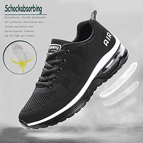 Hombre Mujer Zapatillas de Deportes Zapatos Deportivos Aire Libre para Correr Calzado Sneakers Running BlackWhite39