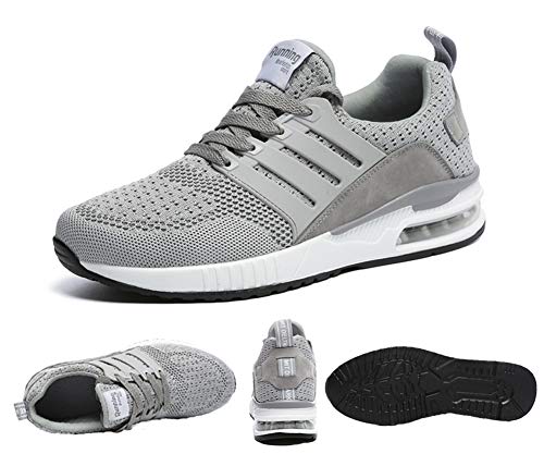Hombre Mujer Zapatillas Running para Aire Libre y Deporte Transpirables Casual Zapatos Gimnasio Correr Sneakers Grey 42 EU
