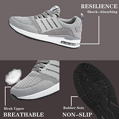 Hombre Mujer Zapatillas Running para Aire Libre y Deporte Transpirables Casual Zapatos Gimnasio Correr Sneakers Grey 42 EU
