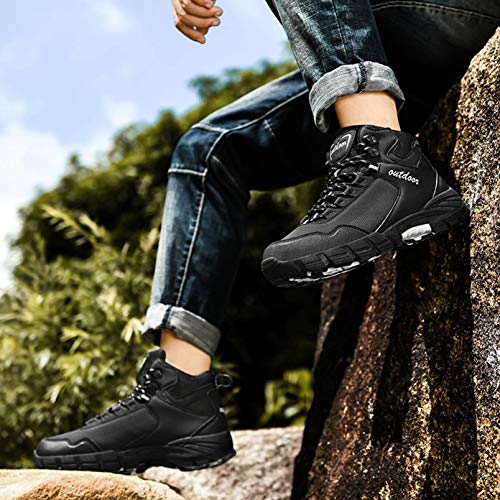 Hombre Primavera Invierno Senderismo Zapatillas Cálido Felpa Ligero Al Aire Libre Casual Zapatos con Cordones de caña Alta Calzado Listo para Vestir Botas Safari