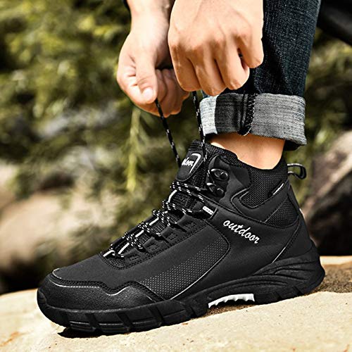 Hombre Primavera Invierno Senderismo Zapatillas Cálido Felpa Ligero Al Aire Libre Casual Zapatos con Cordones de caña Alta Calzado Listo para Vestir Botas Safari