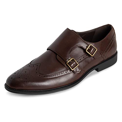 Hombre Queensbury Correa De MEnje Inteligente Oficina Boda Formal Suela De Goma Doble Correa Zapatos - Marrón Brogue - UK8/EU42 - QB0064